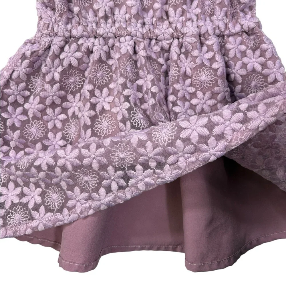 Gymboree Floral Lace Ruffle Cap Sleeve Baby Dress in Purple